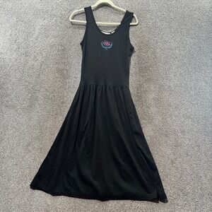 VTG Bermuda Run A Lien Midi Dress Women Large Black Embroidered Sleeveless